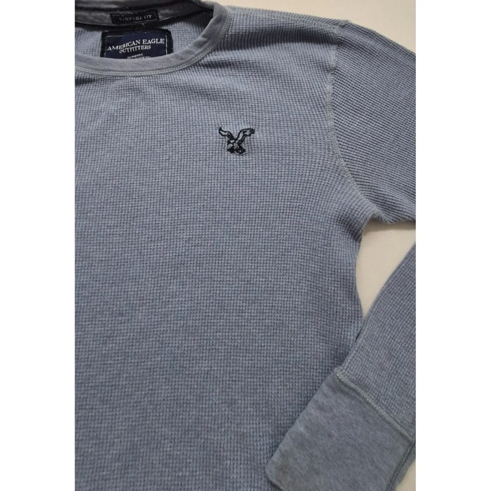 American‎ Eagle men's blue Thermal pullover long sleeve shirt sz. M Cotton